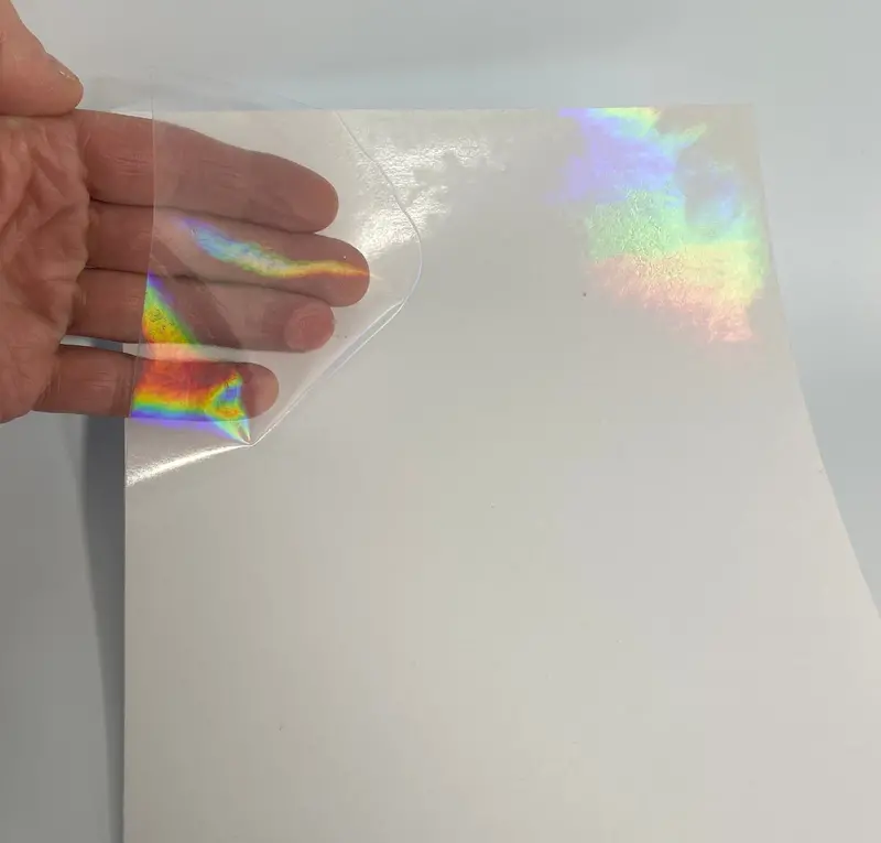 Transparent Holographic Rainbow Projection Overlay  Adhesive-Coated Sheeting 1