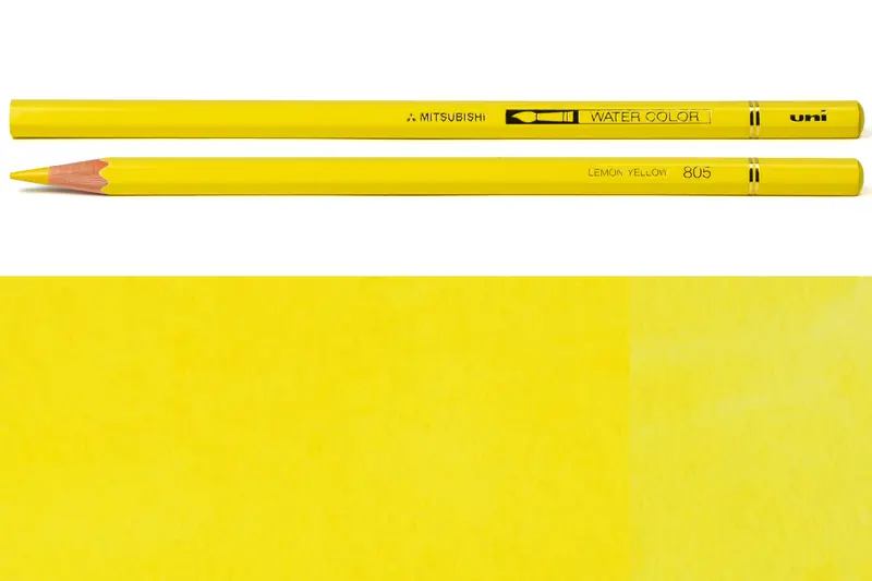 Uni Watercolor Pencils, #805 Lemon Yellow 1