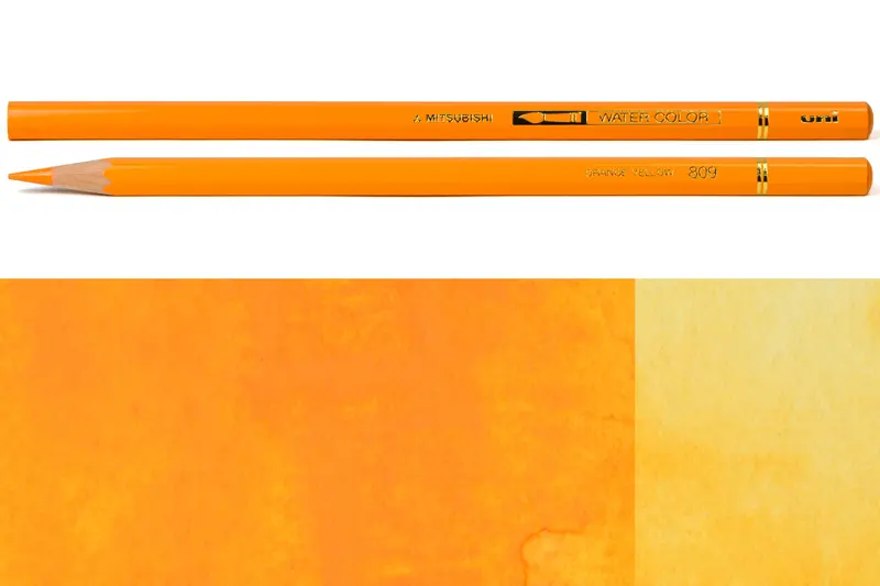 Uni Watercolor Pencils, #809 Orange Yellow 1