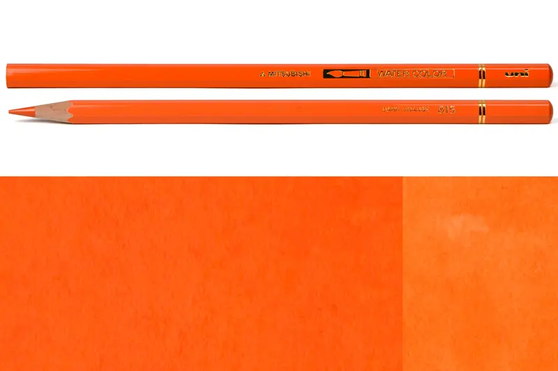 Uni Watercolor Pencils, #815 Dark Orange 1