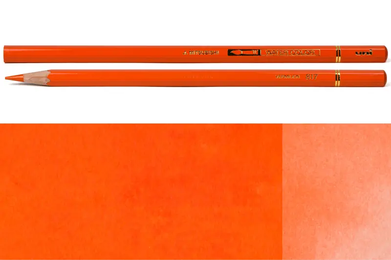 Uni Watercolor Pencils, #817 Vermilion 1