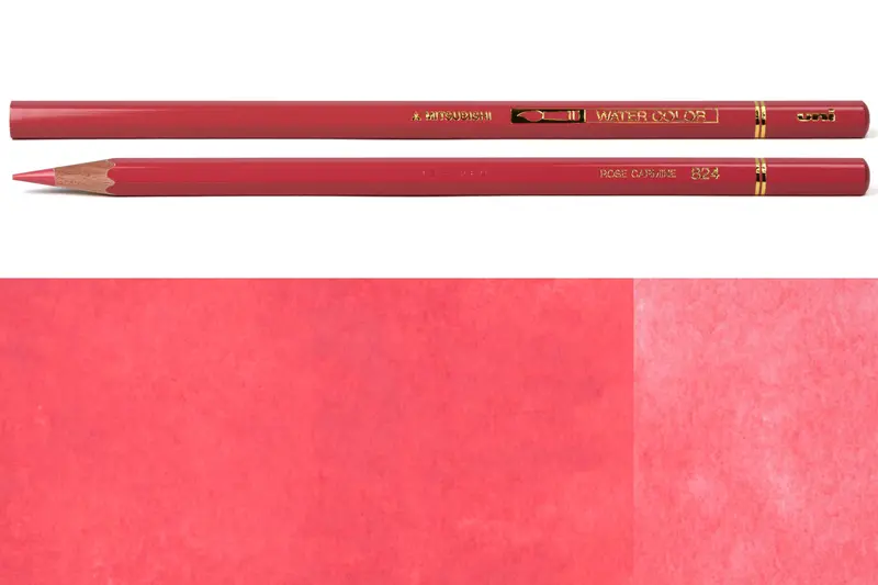 Uni Watercolor Pencils, #824 Rose Carmine 1