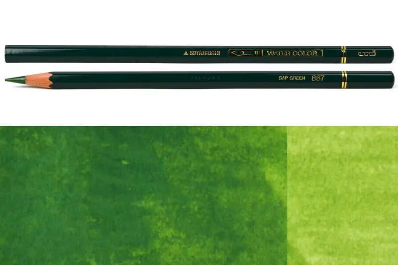 Uni Watercolor Pencils, #867 Sap Green 1