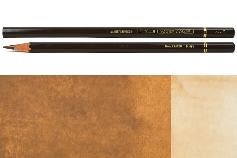 Uni Watercolor Pencils, #880 Raw Umber 1