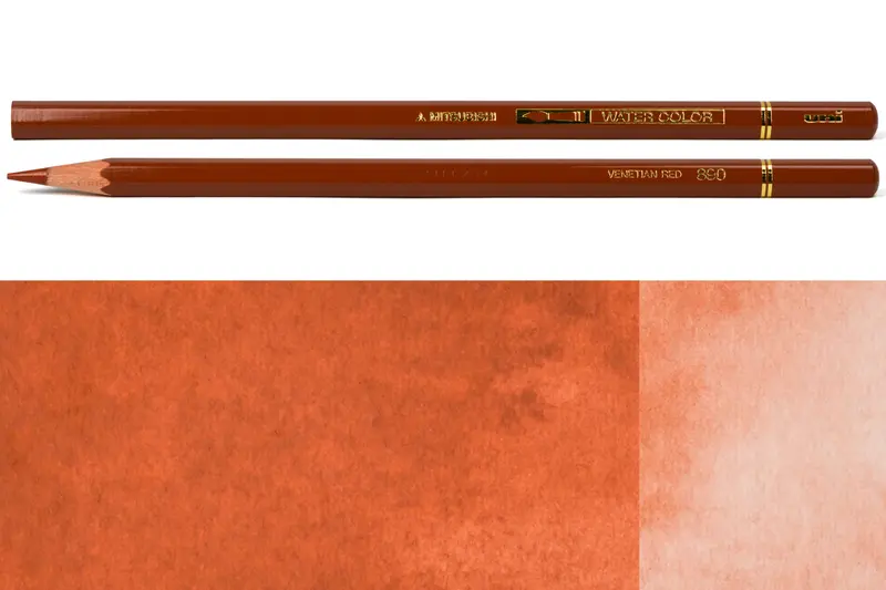 Uni Watercolor Pencils, #890 Venetian Red 1
