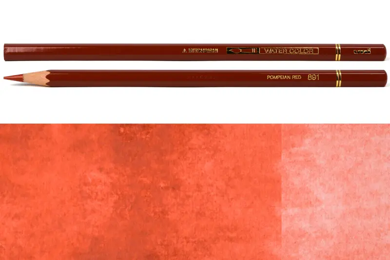 Uni Watercolor Pencils, #891 Pompeian Red 1