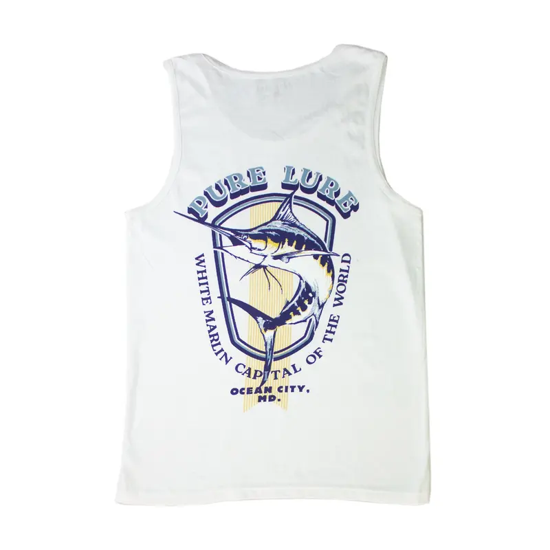 White Marlin Seal Printed Muscle Tank