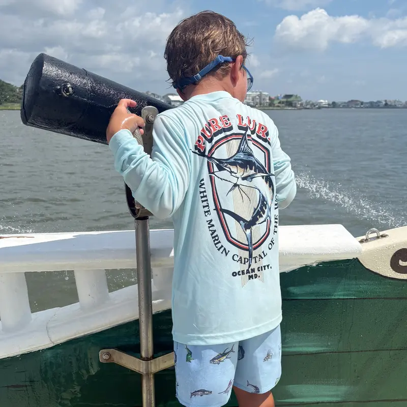 White Marlin Seal Youth Sun Shirt 1