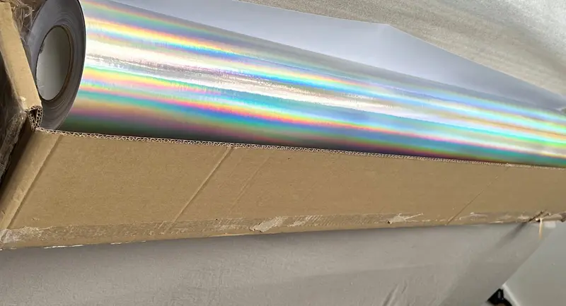 Wide Holographic Oil Slick - Rainbow Sign Vinyl, 50 Inch X 150 Feet Oil Slick Shimmer 1