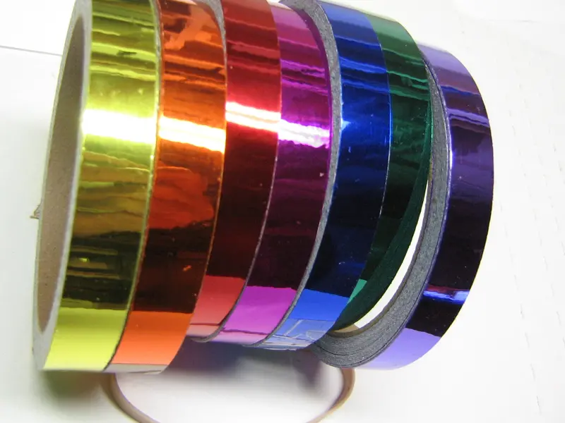 Wide Rolls Of Colored Chrome Tape, Mirror-Like Metallic Sticky Smooth Plastic Tape 1