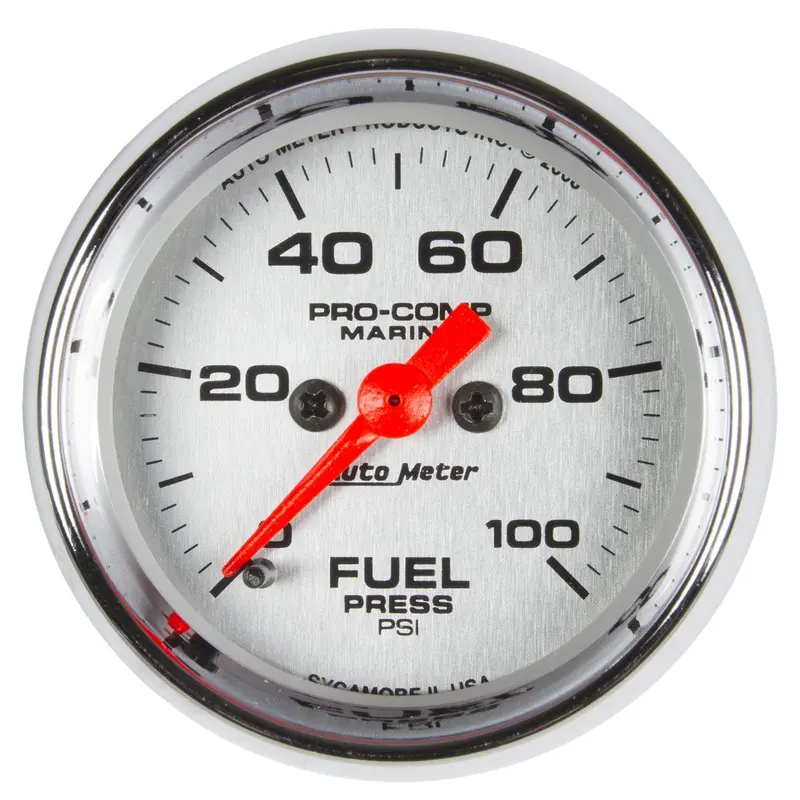 Autometer Digital Stepper Motor Fuel Pressure Gauge – 2-1/16", 100 Psi, Marine-Grade Chrome Finish 1