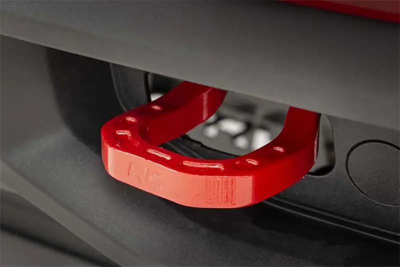 Rough Country Rs132 Forged Red Tow Hooks – 2019–2020 Chevrolet Silverado 1500 1