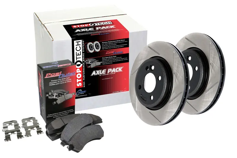 Stoptech 934.40007 Street Axle Pack – Front And Rear Slotted Brake Kit For Daily Driving 1