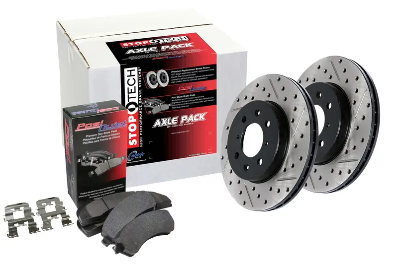 Stoptech Drilled & Slotted Front Brake Kit – Street Axle Pack (938.61024) 1