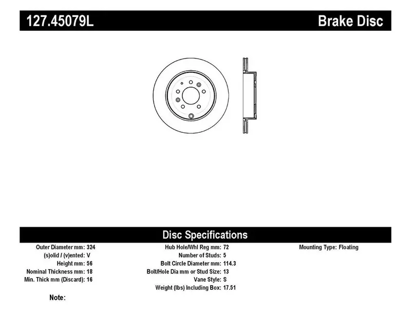 Stoptech Sport Drilled & Slotted Rear Left Brake Rotor For Enhanced Stopping Power 1
