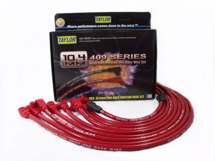 Taylor Cable 79281 Spiro-Pro 10.4Mm Ignition Wire Set – Red, 90-Degree Race Fit 1