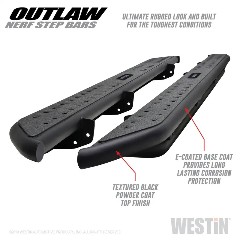 Westin Outlaw Nerf Step Bars – Textured Black, Heavy-Duty Side Running Boards 1